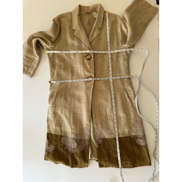 J Jill Embroidered Linen Duster Jacket Coat Lagenlook Size Medium Tall - Picture 6 of 15